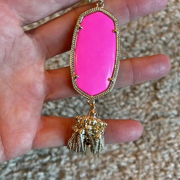 Kendra Scott Rayna gold chain link stone pendant tassel